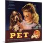 Pet Brand - San Dimas, California - Citrus Crate Label-Lantern Press-Mounted Art Print