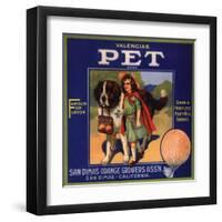 Pet Brand - San Dimas, California - Citrus Crate Label-Lantern Press-Framed Art Print