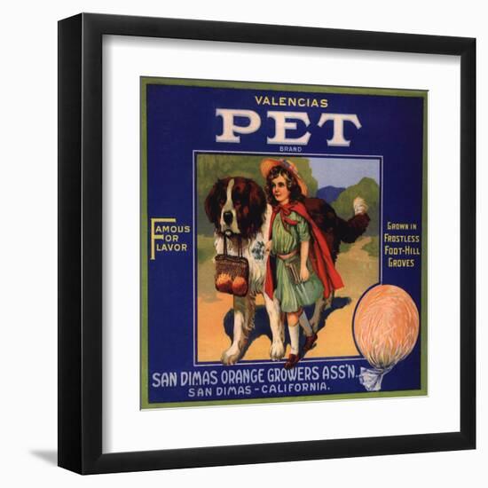 Pet Brand - San Dimas, California - Citrus Crate Label-Lantern Press-Framed Art Print