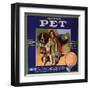 Pet Brand - San Dimas, California - Citrus Crate Label-Lantern Press-Framed Art Print