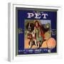 Pet Brand - San Dimas, California - Citrus Crate Label-Lantern Press-Framed Art Print