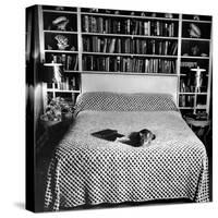 Pet Cat Sitting on Bed of Author Dorothy Parker-null-Stretched Canvas