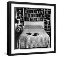 Pet Cat Sitting on Bed of Author Dorothy Parker-null-Framed Photographic Print