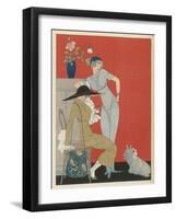 Pet Dog, Probably a Skye Terrier, with Its Fashionable Owners-Gerda Wegener-Framed Photographic Print