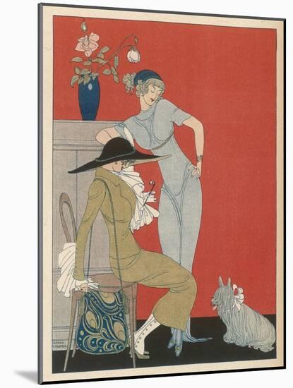 Pet Dog, Probably a Skye Terrier, with Its Fashionable Owners-Gerda Wegener-Mounted Photographic Print