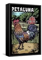 Petaluma, California - Rooster - Scratchboard-Lantern Press-Framed Stretched Canvas