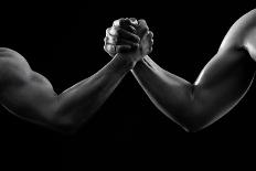 Black and white photo of arm wresting-Pete Saloutos-Photographic Print