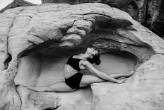 Naked woman on rock, Aztec Sandstone, Mohave Desert, Overton, Nevada, USA-Pete Saloutos-Photographic Print