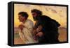 Peter and John Running at the Sepulchre on the Morning of the Resurrection-Eugene Burnand-Framed Stretched Canvas