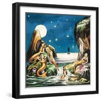 Peter and the Mermaids, Illustration from 'Peter Pan' by J.M. Barrie-Nadir Quinto-Framed Giclee Print