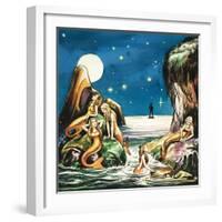 Peter and the Mermaids, Illustration from 'Peter Pan' by J.M. Barrie-Nadir Quinto-Framed Giclee Print