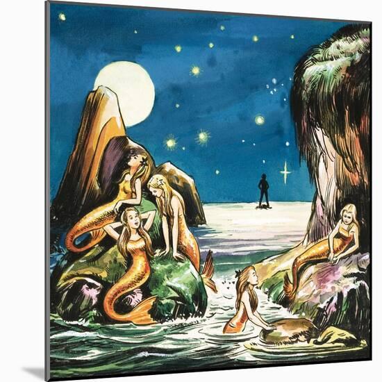 Peter and the Mermaids, Illustration from 'Peter Pan' by J.M. Barrie-Nadir Quinto-Mounted Giclee Print