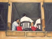 Chef and Waiters Having Service Lunch, 1999-Peter Breeden-Giclee Print