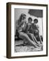 Peter Coe with Martha O'Driscoll Eating Abalone Sandwiches-John Florea-Framed Photographic Print