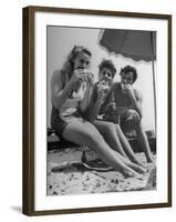 Peter Coe with Martha O'Driscoll Eating Abalone Sandwiches-John Florea-Framed Photographic Print