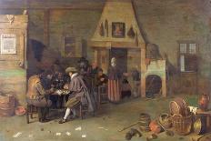 T29971 Tavern Interior with Figures Reading-Peter De Bloot-Framed Stretched Canvas