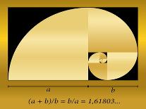 Golden Cut, Shown as a Spiral out of Quadrants, plus Formula. Vector Illustration.-Peter Hermes Furian-Art Print