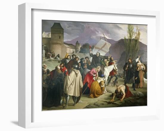 Peter Hermit Riding White Mule with Crucifix in His Hand and Circulating Through Cities-Francesco Hayez-Framed Giclee Print