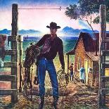 "Cowboy at End of the Day,"June 1, 1947-Peter Hurd-Laminated Giclee Print