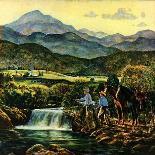 "Cowboys Fishing in Stream," Country Gentleman Cover, June 1, 1950-Peter Hurd-Framed Giclee Print