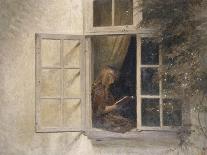 A Girl Sitting on a Porch, Liselund-Peter Ilsted-Framed Giclee Print