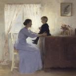 A Girl Sitting on a Porch, Liselund-Peter Ilsted-Mounted Giclee Print