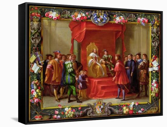 Peter IV, King of Aragon Being Visited by Guillaume-Raymond Moncada-Jan van Kessel-Framed Stretched Canvas