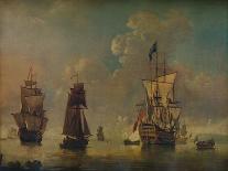 A Royal Party approaching a Flagship of the Red with Numerous Other Craft at Sea-Peter Monamy-Giclee Print