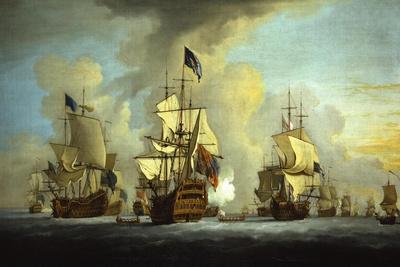The English Fleet at Anchor with the Admiral's Ship Signalling to the Vice and Rear Admirals of…