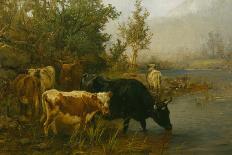 Cows by the water, 1880-Peter Nicolai Arbo-Giclee Print