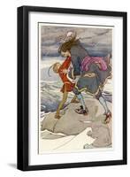 Peter Pan and Captain Hook Fight-Alice B. Woodward-Framed Art Print