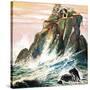Peter Pan and Wendy Darling on a Rock, Illustration from 'Peter Pan' by J.M. Barrie-Nadir Quinto-Stretched Canvas
