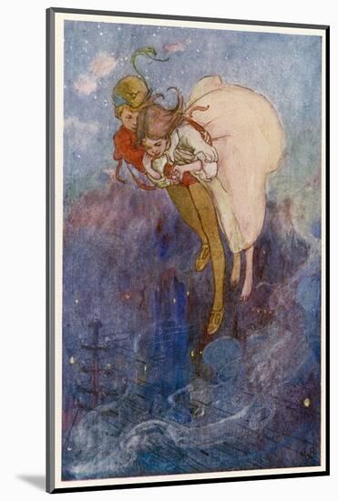 Peter Pan and Wendy Float Away Over the City-Alice B. Woodward-Mounted Photographic Print