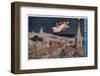 Peter Pan and Wendy Fly Over the Rooftops in a Poster to Advertise the Stage Show-null-Framed Photographic Print