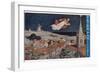 Peter Pan and Wendy Fly Over the Rooftops in a Poster to Advertise the Stage Show-null-Framed Photographic Print