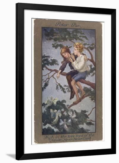 Peter Pan and Wendy Sit in a Treetop in Never-Never Land-S. Barham-Framed Photographic Print