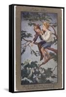 Peter Pan and Wendy Sit in a Treetop in Never-Never Land-S. Barham-Framed Stretched Canvas