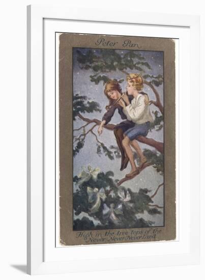 Peter Pan and Wendy Sit in a Treetop in Never-Never Land-S. Barham-Framed Photographic Print