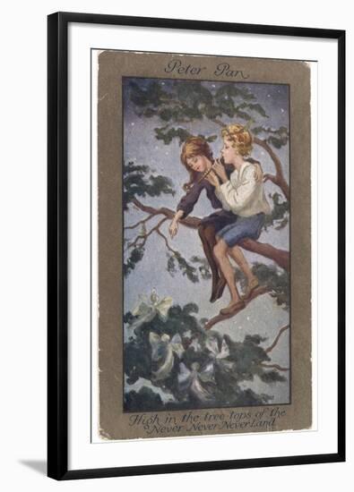 Peter Pan and Wendy Sit in a Treetop in Never-Never Land-S. Barham-Framed Photographic Print