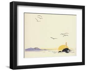 Peter Pan and Wendy: the Mermaid's Lagoon (Colour Litho)-Gwynedd M Hudson-Framed Giclee Print