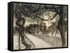 Peter Pan on a Branch, Scene from 'Peter Pan in Kensington Gardens' by J.M Barrie, 1912-Arthur Rackham-Framed Stretched Canvas