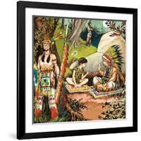 Peter Pan Talks with the Chieftain, Illustration from 'Peter Pan' by J.M. Barrie-Nadir Quinto-Framed Giclee Print