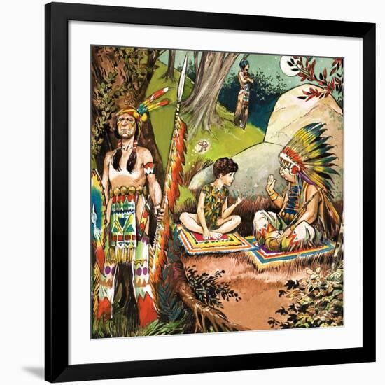 Peter Pan Talks with the Chieftain, Illustration from 'Peter Pan' by J.M. Barrie-Nadir Quinto-Framed Giclee Print