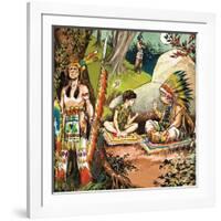 Peter Pan Talks with the Chieftain, Illustration from 'Peter Pan' by J.M. Barrie-Nadir Quinto-Framed Giclee Print