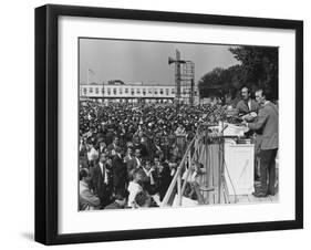 Peter, Paul, and Mary Singing at 1963 Civil Rights March on Washington-null-Framed Photo