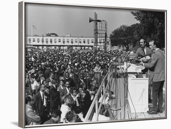 Peter, Paul, and Mary Singing at 1963 Civil Rights March on Washington-null-Framed Photo