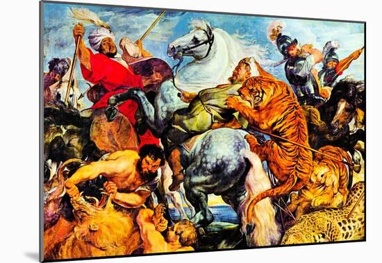 Peter Paul Rubens (Tiger and lion hunting) Art Poster Print-null-Mounted Poster
