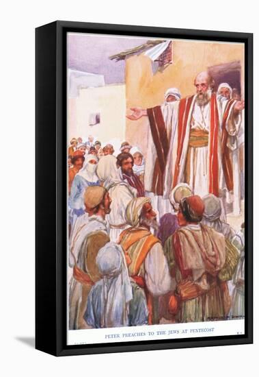Peter Preaches to the Jews at Pentecost-Arthur C. Michael-Framed Stretched Canvas
