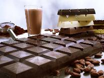 Bar of Chocolate with Cocoa, Cocoa Powder and Cocoa Beans-Peter Rees-Photographic Print