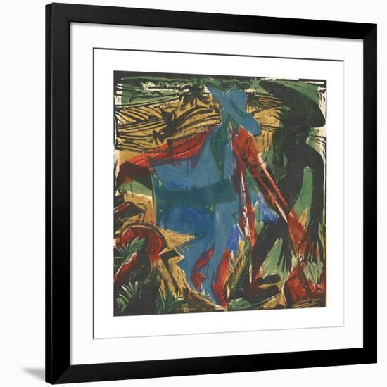 Peter Schlemihl's Wondrous Story - Schlemihl's Encounter with His Shadow-Ernst Ludwig Kirchner-Framed Premium Giclee Print